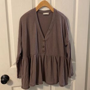 Altar’d State Button-Up Ruffle Sweater